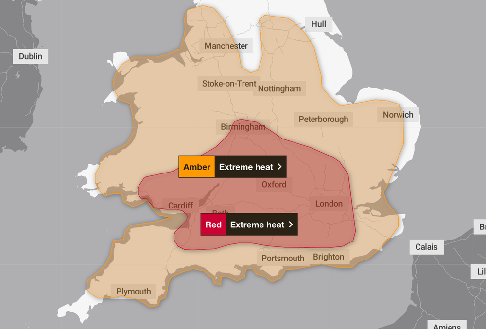A red weather warning will come into force on Wednesday morning (Met Office)