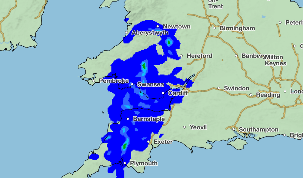 Heavy rain hit parts of England and Wales on Monday (Met Office)