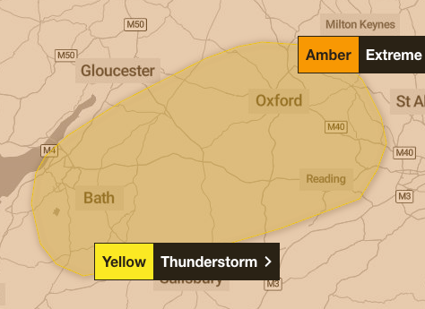 Met Office yellow Thunderstorm warning (Met Office)
