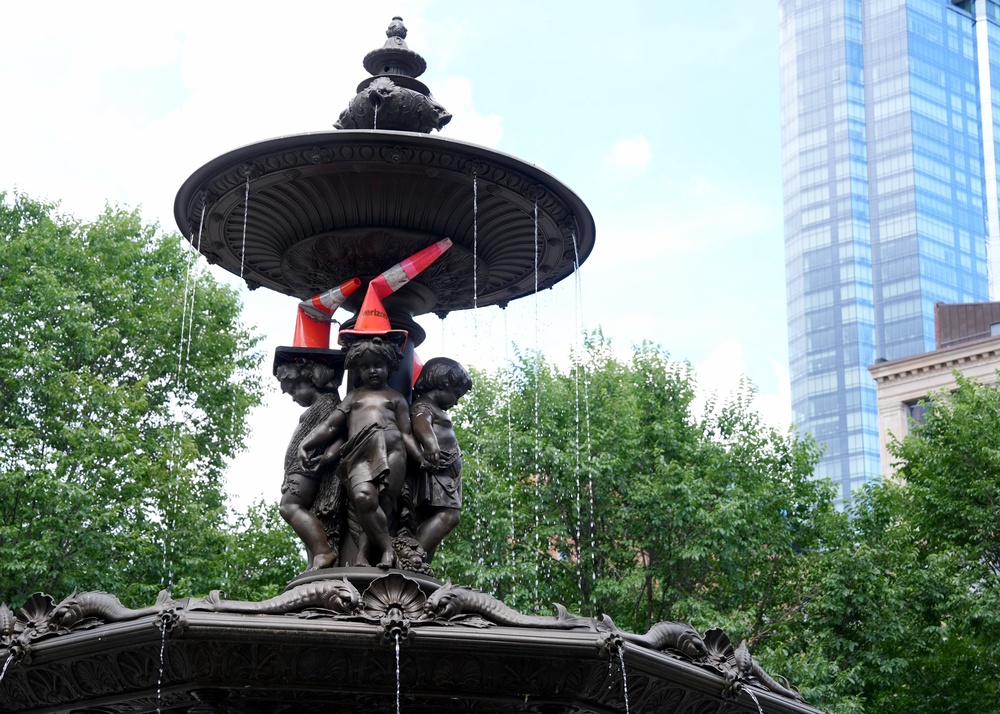 Traffic cones popped up around Boston (Martin Rickett/PA) (PA Wire)