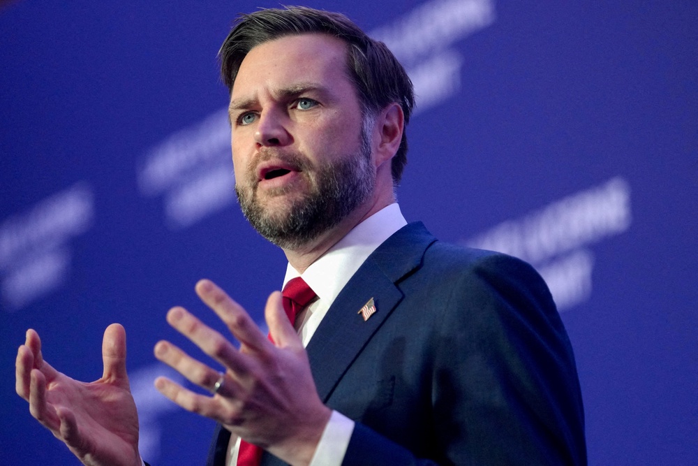 U.S. Vice President JD Vance speaks to members of the media, after the U.S. and Iran held high-level talks at the Lake Lucerne Summit, at Buergenstock Resort Lake Lucerne near Stansstad, Switzerland, June 22, 2026. REUTERS/Nathan Howard/Pool (Reuters)