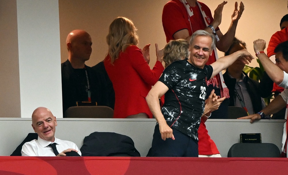 Canadian prime minister Mark Carney attending the match between Canada and Qatar (Reuters)