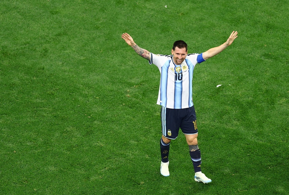 Messi celebrates after his double earns a 2-0 win over Austria (Reuters)