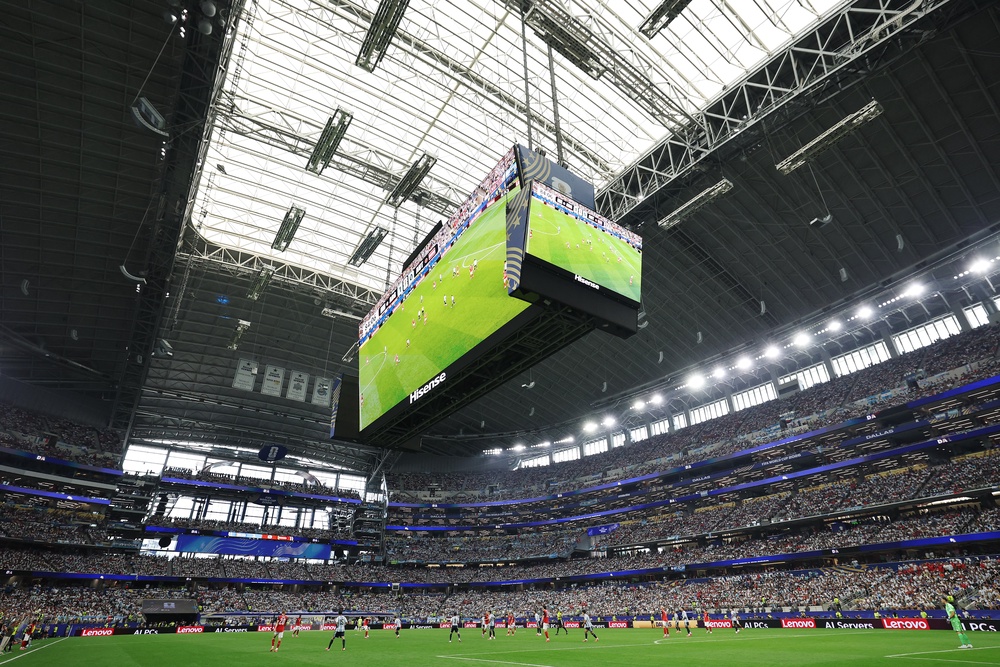 Dallas Stadium, pictured here, will use the most electricity per match of any venue in the country (Getty)