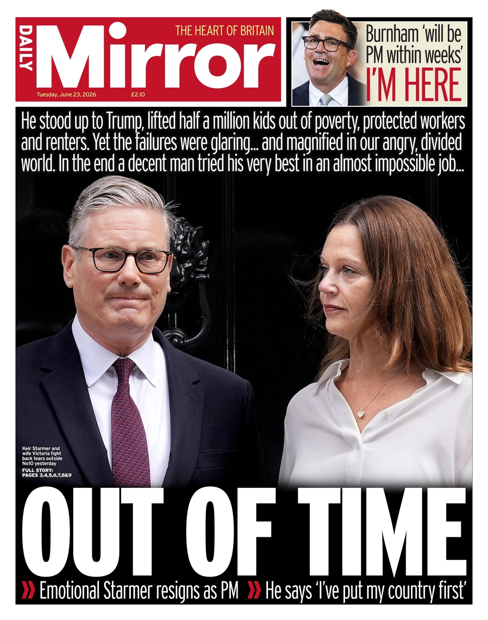 The Mirror's front page (The Mirror)