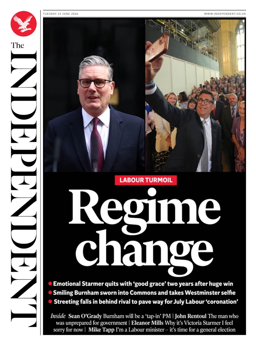 The Independent's front page (The Independent)