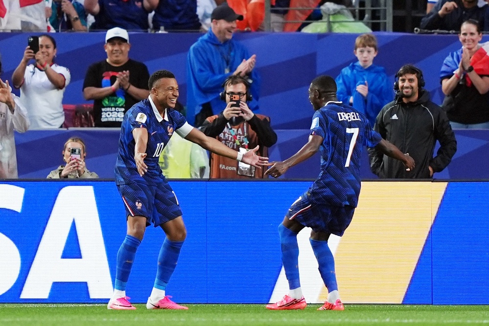 Ousmane Dembele and Kylian Mbappe (2) got the goals as France secured a 3-0 win over Iraq (Reuters)
