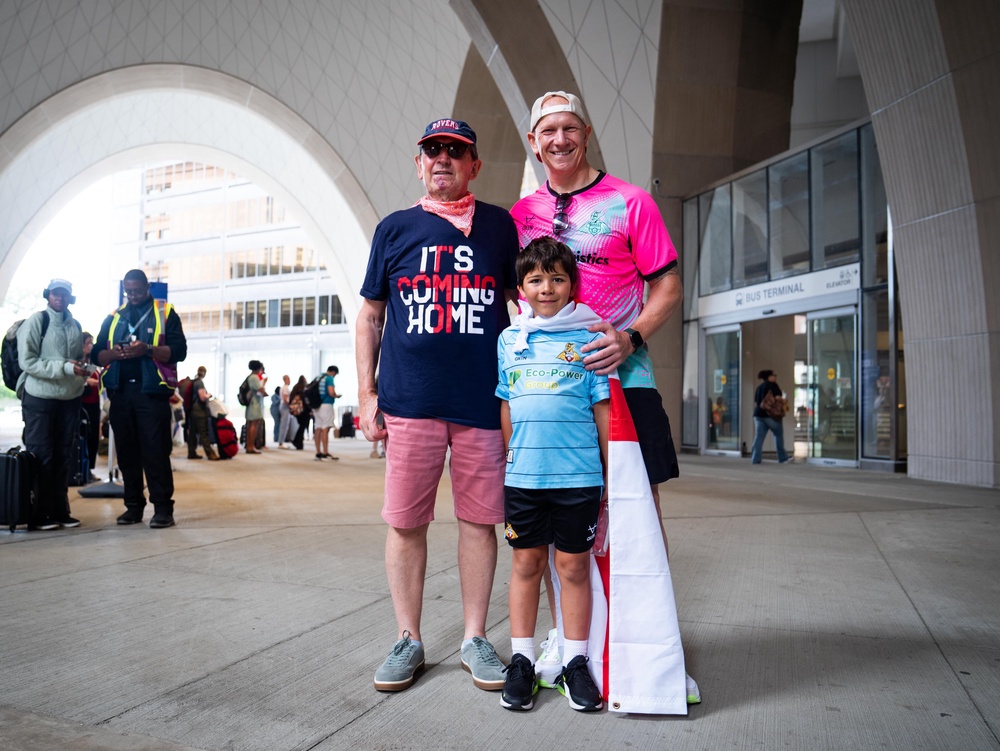 Paul Womack, 81, Joey Womack, seven, and Jordan Womack, 45, are heading to the match (James Manning/PA) (PA Wire)