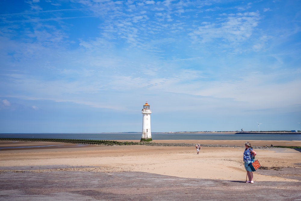 People enjoy the warm temperatures on the beach on 22 June 2026 in New Brighton, Wirral, United Kingdom (Getty)