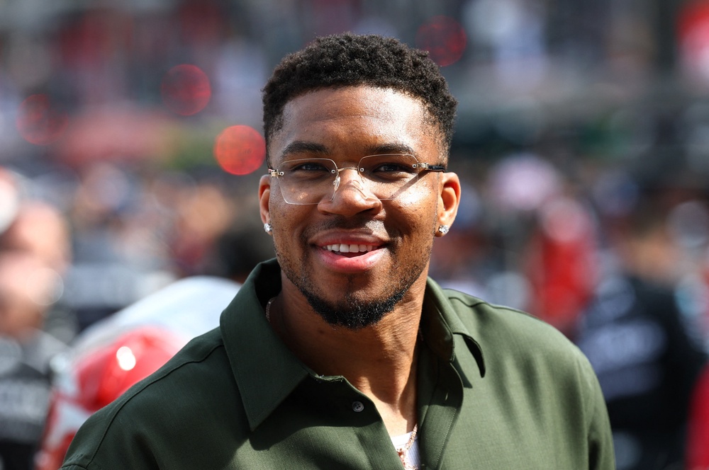 Antetokounmpo is seen during the Monaco Grand Prix earlier this month (Reuters)