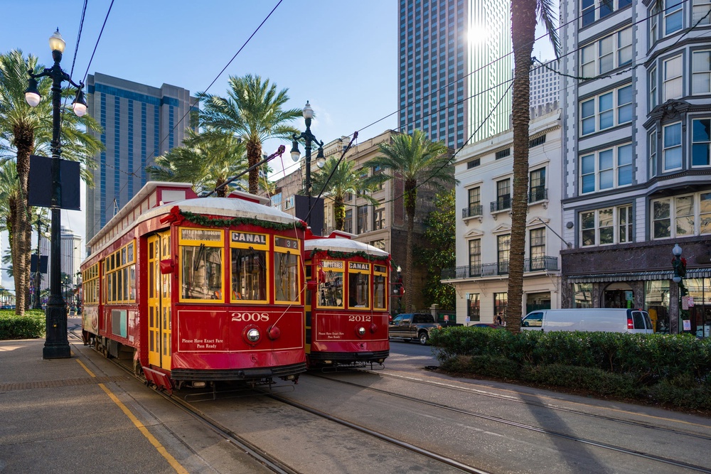 New Orleans streetcars on the city's Canal Street (Getty Images)