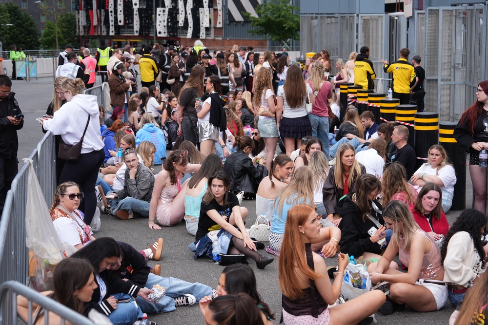 Harry Styles fans outside Wembley Stadium before the first UK show on his Together, Together tour (Aaron Chown/PA) (PA Wire)