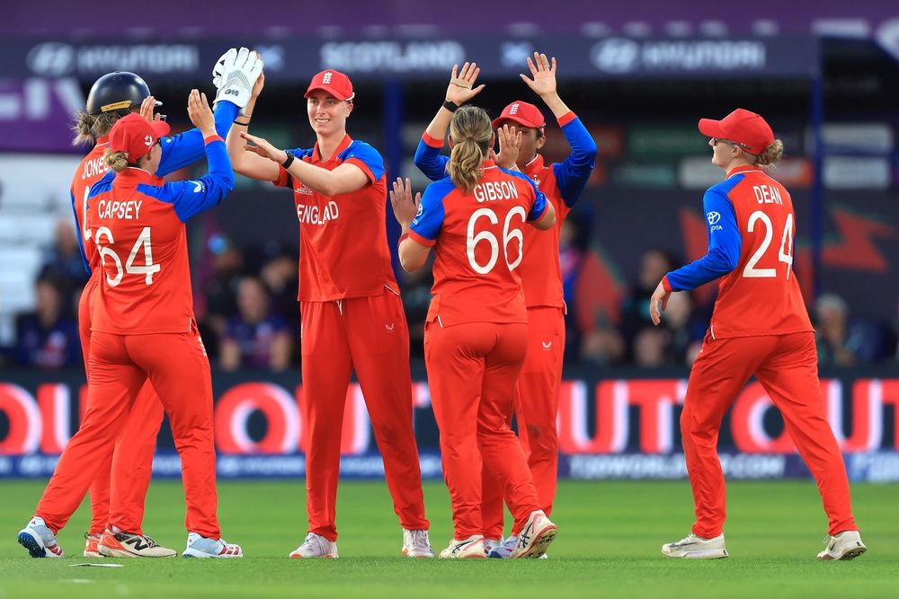 England players celebrate a wicket (Nigel French/PA) (PA Wire)