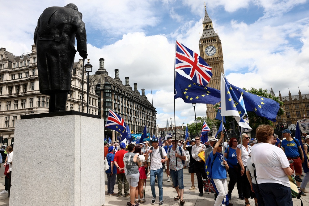 Nearly half (48 per cent) of Britons say they would vote “rejoin” in a second referendum, while 28 percent would vote to stay outside, 12 per cent would not vote and 12 per cent don’t know (Reuters)