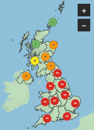 The Met Office pollen forecast for Wednesday 24 June (Met Office)