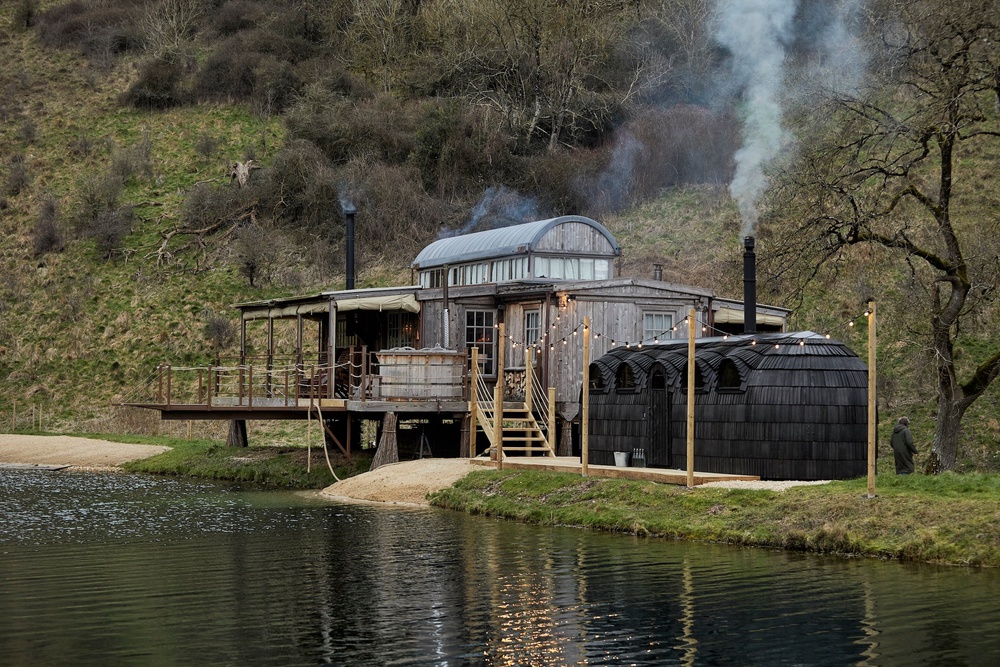 The bespoke sauna and hot tub at Ashcombe are fired by the estate’s own ash trees (Ashcombe Estate)