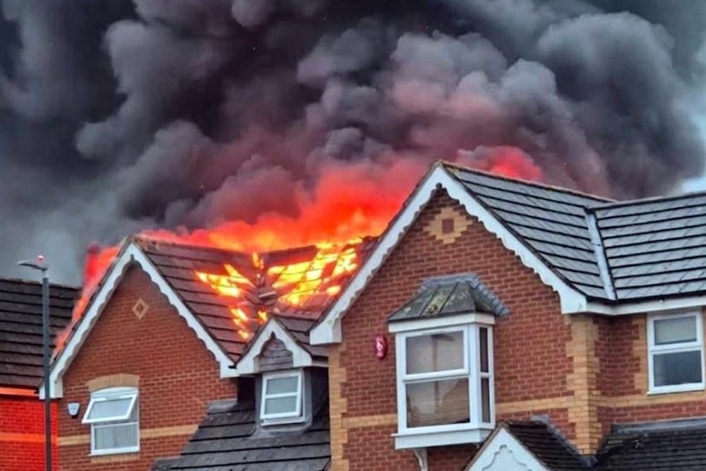 A lightning strike sparked a large house fire in Emersons Green (UKNIP)