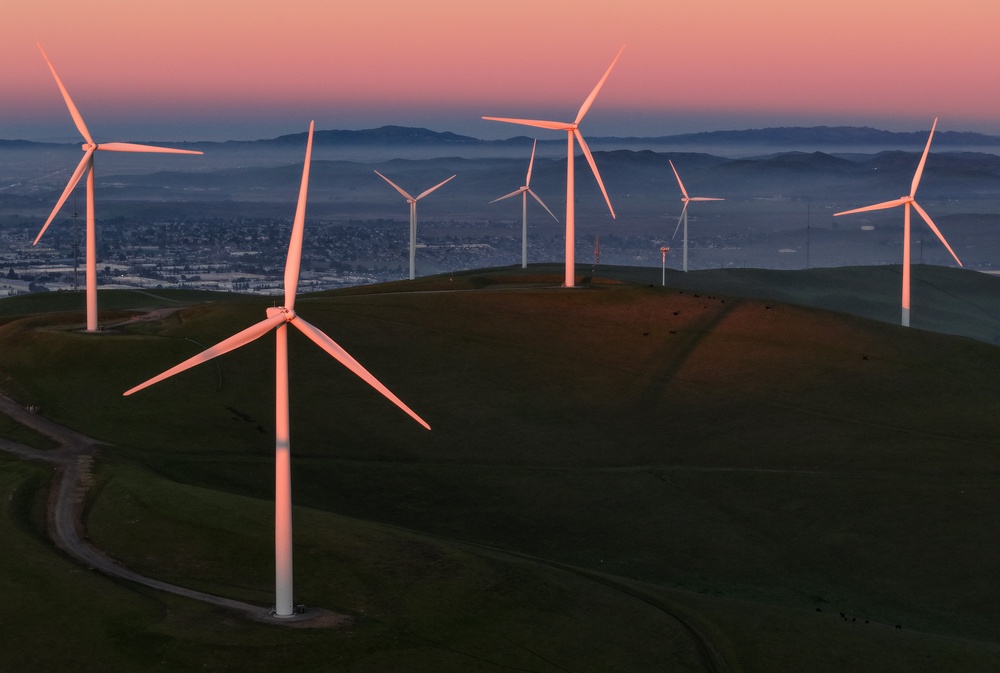 An aerial view of wind turbines at the Altamont Pass wind farm on January 13, 2026 in Livermore, California (Getty)