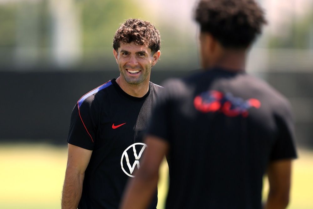 Christian Pulisic in training for the USA on Tuesday (Getty)