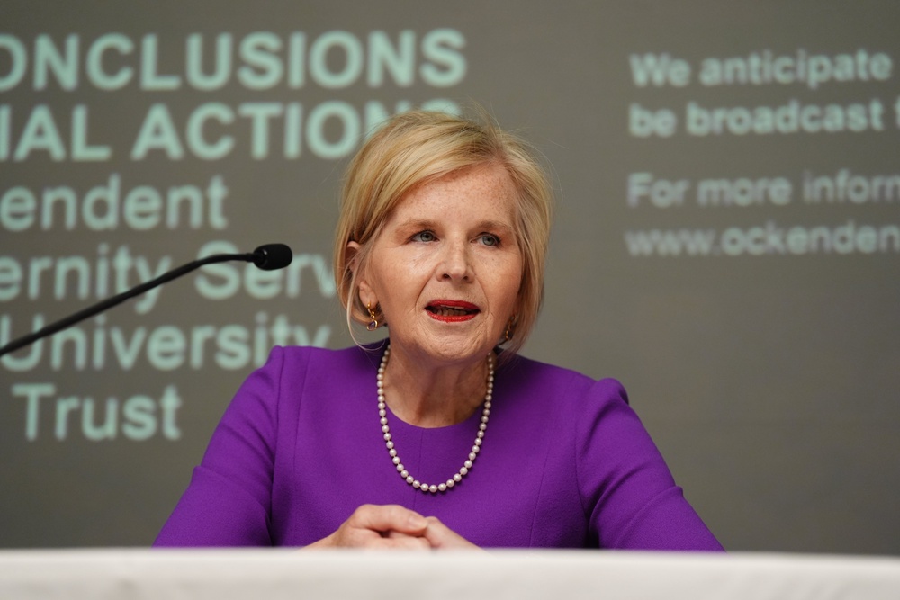 Donna Ockenden during a press conference for the publication of the Nottingham maternity inquiry on Wednesday (PA)