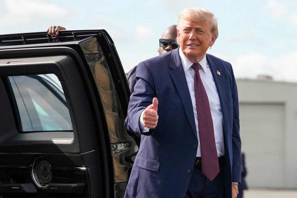 Trump has repeatedly claimed that vandals used ‘a box cutter or a knife of some kind’ to cut into the pool’s lining (Getty)