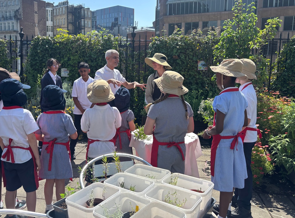 Sadiq Khan visited Aldgate School in London (PA)