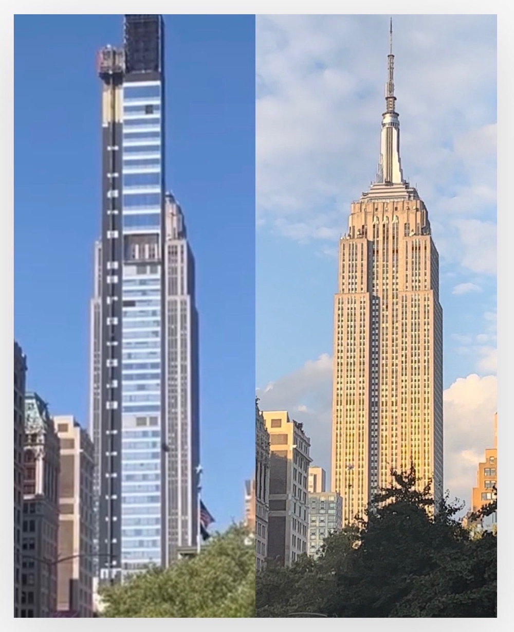 Lark, an animal rights activist, took photos demonstrating how 262 Fifth Avenue now blocks a once iconic view of the Empire State Building from the Flatiron neighborhood, before the apartment building’s construction (Courtesy of Lark P.)