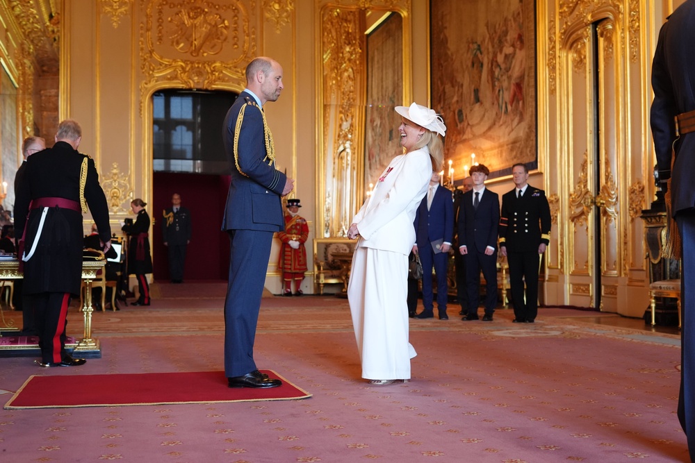 Sally Lindsay was made an MBE by the Prince of Wales at Windsor Castle (Jonathan Brady/PA) (PA Wire)