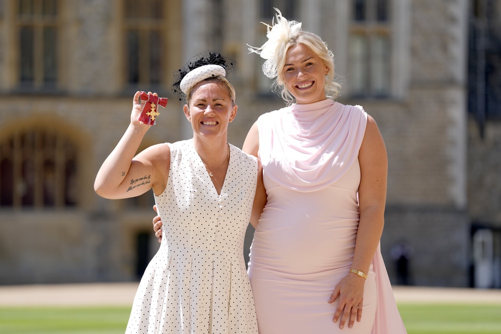 Marlie Packer with her partner Rosie after the ceremony (Andrew Matthews/PA) (PA Wire)