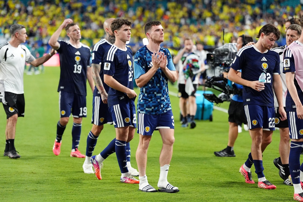 Andy Robertson was left frustrated after picking up an injury against Brazil (PA)