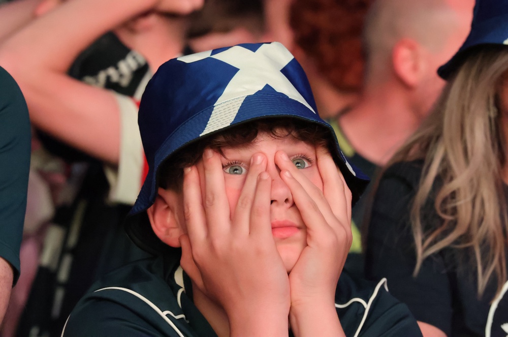 A Scotland fan watches at the Ovo Hydro arena (Steve Welsh/PA) (PA Wire)