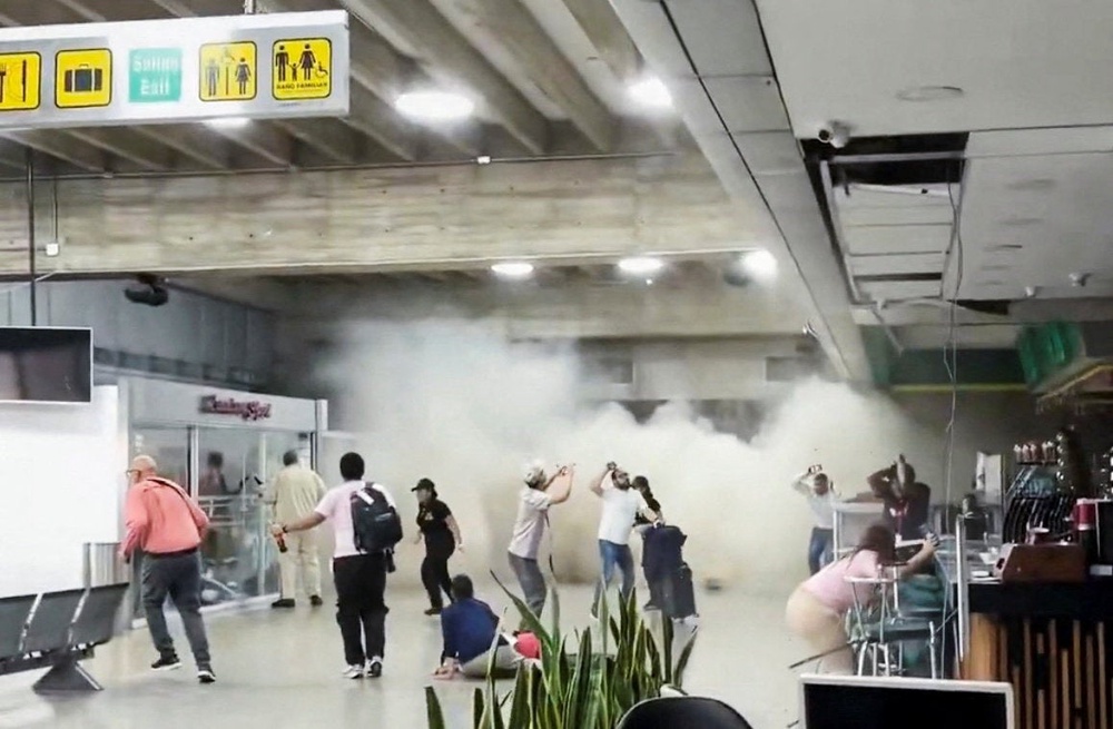 People react during an earthquake at Simon Bolivar International Airport in Maiquetia, Venezuela, 24 June 2026, in this still image obtained from a social media video (Reuters)