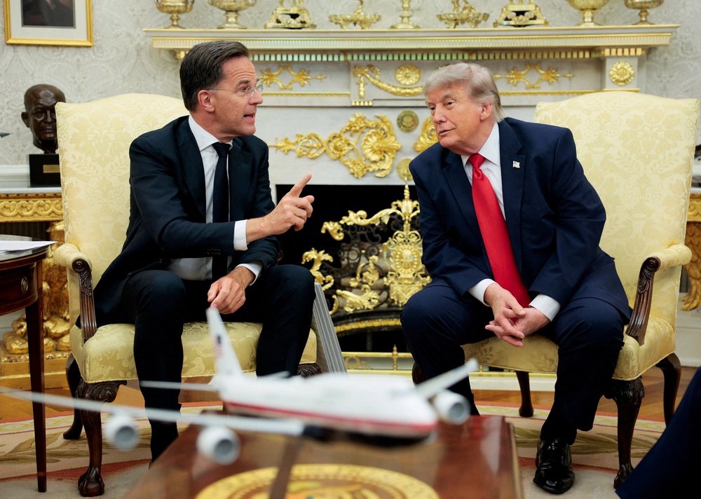 US president Donald Trump participates in a meeting with Nato Secretary General Mark Rutte in the Oval Office at the White House in Washington, DC (Reuters)