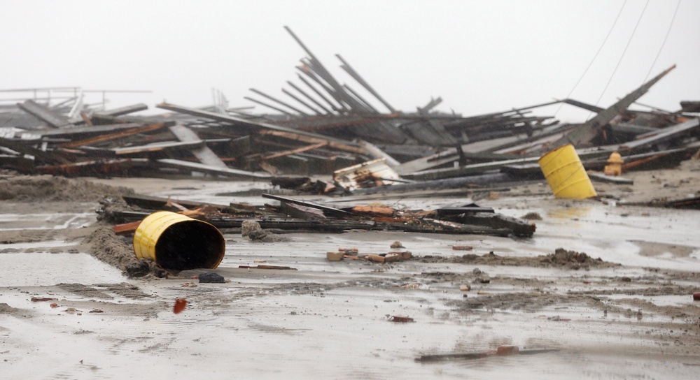 Flood debris is scattered after Hurricane Sandy batters Atlantic City, New Jersey, US (Getty)