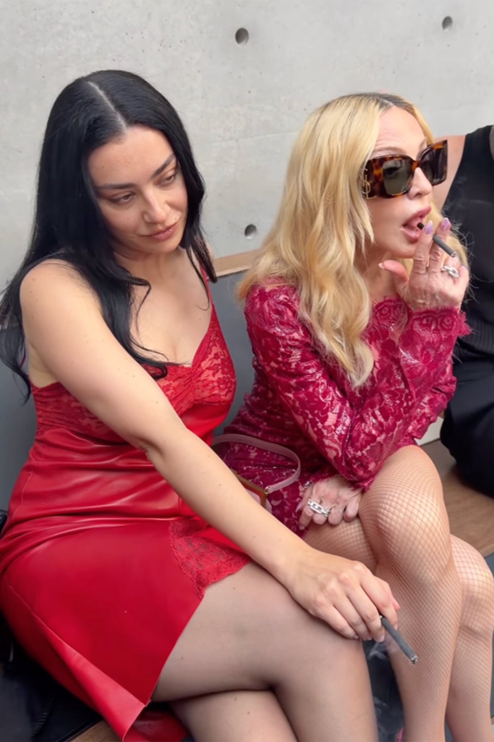 Charli xcx and Madonna at the YSL Men’s show (theperfectmagazine/Instagram)