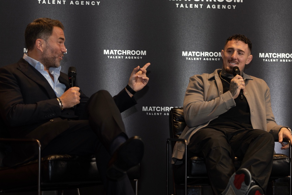 Eddie Hearn (left) with UFC heavyweight champion Tom Aspinall (Getty)