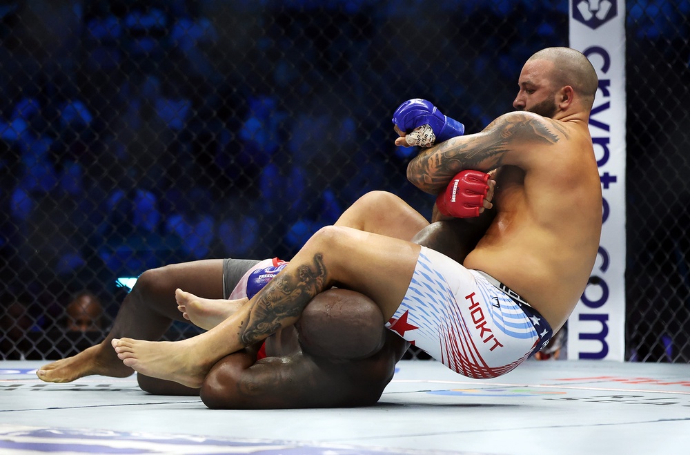 After Hokit won his heavyweight bout against Derrick Lewis during the UFC fight on the South Lawn of the White House on June 14 (Getty Images)