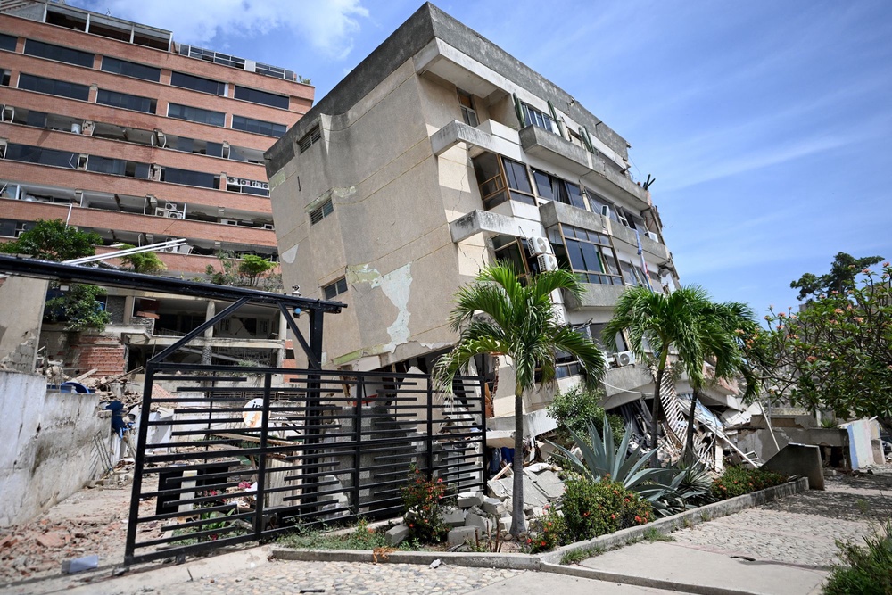 A damaged residential building following an earthquake in Catia La Mar, La Guaira state, about 30 km northwest of Caracas, on June 25, 2026 (AFP via Getty Images)