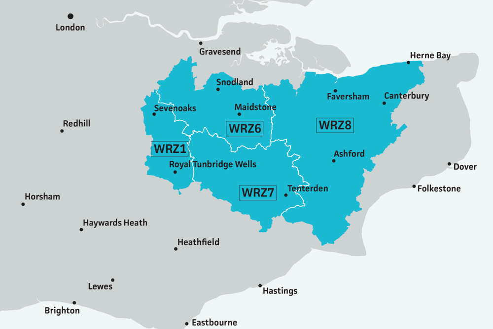South East Water's hosepipe ban covers much of the Kent region (South East Water)