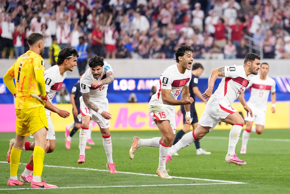 Kaan Ayhan scored a winner with the last kick of the game for Turkey (AP)