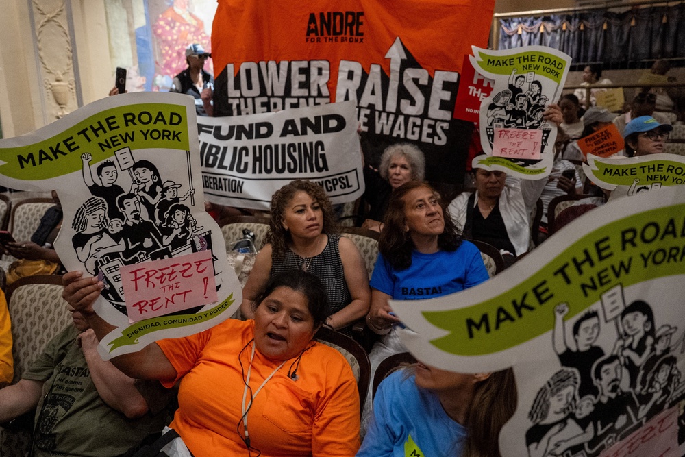 People attend the final public hearing and vote on New York City's Rent Guidelines Board on rent-stabilized apartments earlier this week (Reuters)