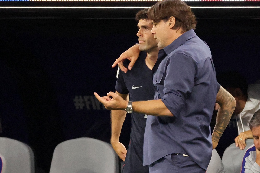 Pochettino (right) was able to utilise star forward Christian Pulisic off the bench (Reuters)