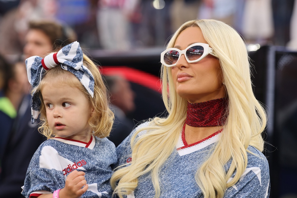 Paris Hilton and her daughter London at a 2026 World Cup game in Los Angeles Stadium (Getty)