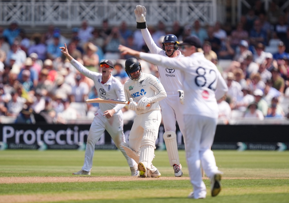 Tom Blundell was dismissed by Shoaib Bashir, not pictured (Mike Egerton/PA) (PA Wire)