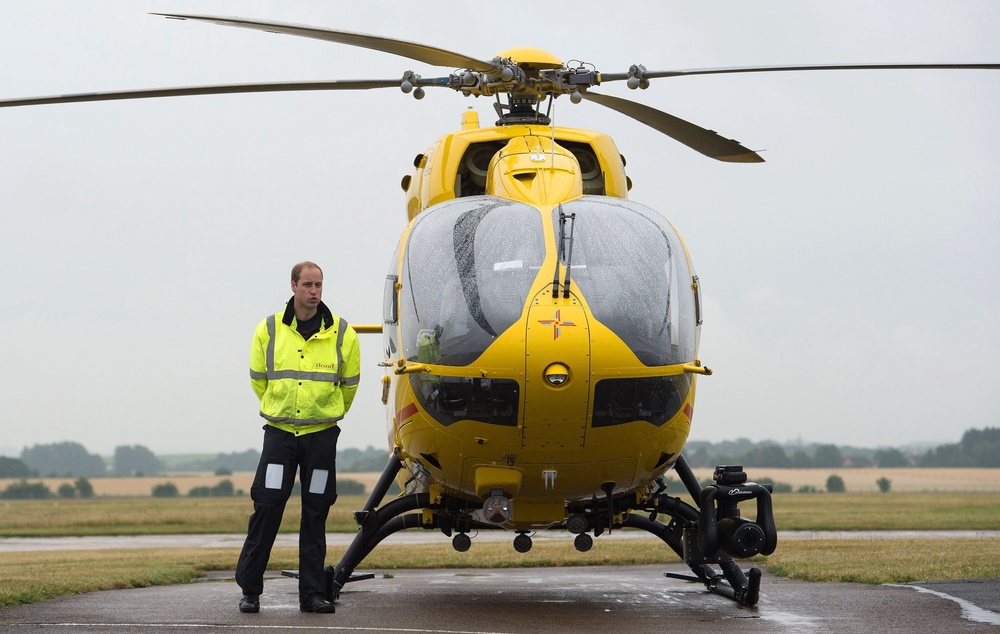 William at Cambridge Airport when he began his pilot role with East Anglian Air Ambulance (Stefan Rousseau/PA) (PA Archive)