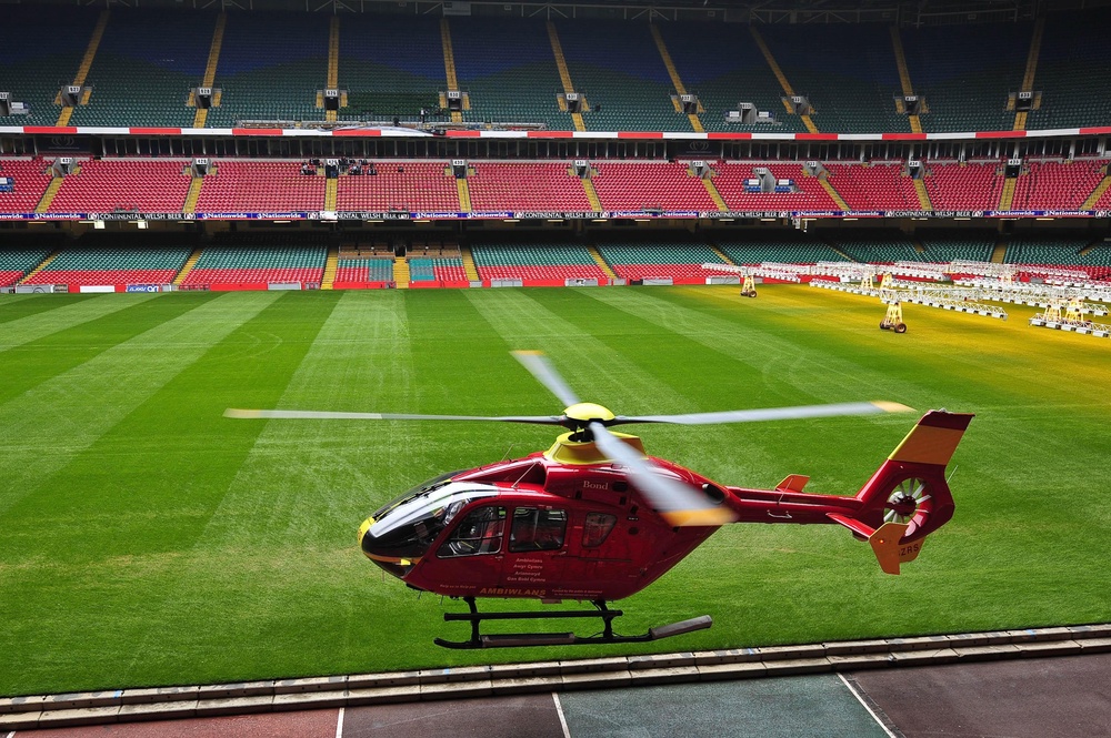 Wales Air Ambulance pilot Pete Cummins lands a Eurocopter EC135 in the Millennium Stadium in Cardiff (Ben Birchall/PA) (PA Archive)