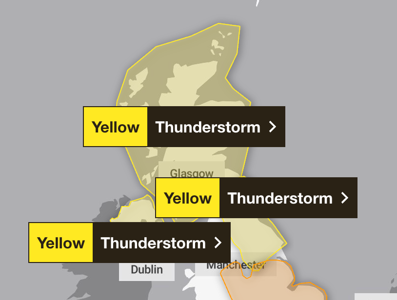 Thunderstorm warnings (Met Office)