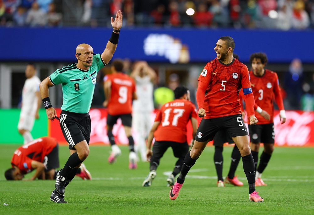 The goal was ruled out for offside, giving Egypt a guaranteed spot in the knockouts (Reuters)
