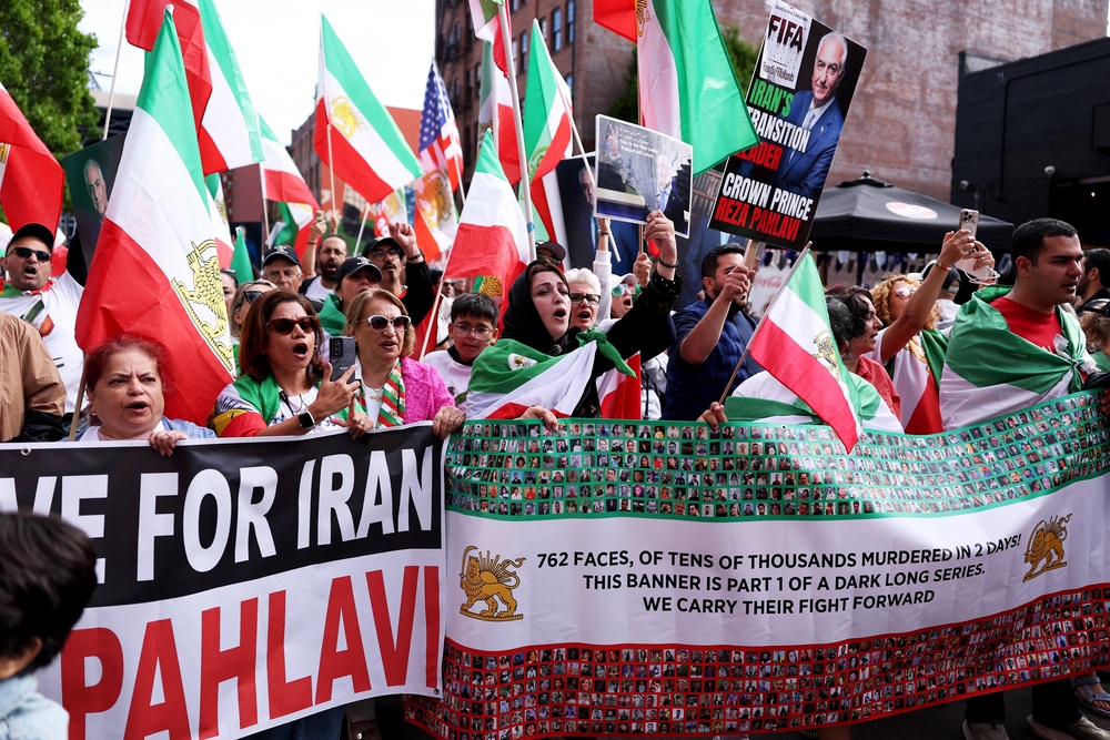 Protests against the Iranian regime took place before the match (Getty)