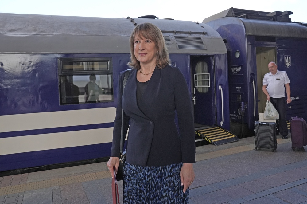 Chancellor of the Exchequer Rachel Reeves at Kyiv train station as she arrives in Ukraine for a one day visit to the capital (PA)